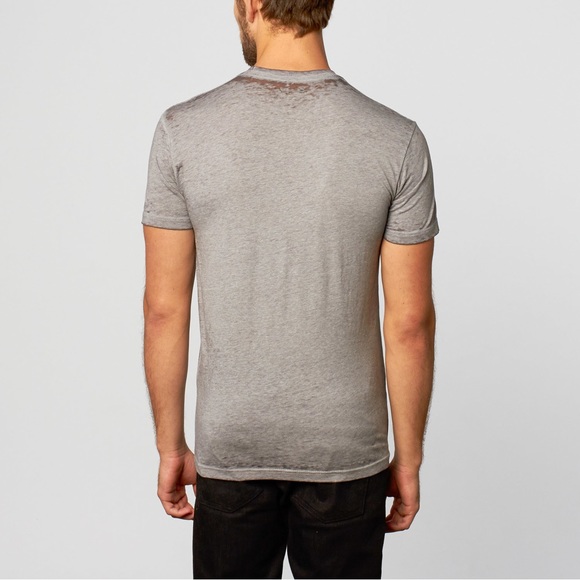 KINETIX Men’s Khaki Grey Burnout Short Sleeve Tee Casual Graphic Luxury T-Shirt - Picture 2 of 11